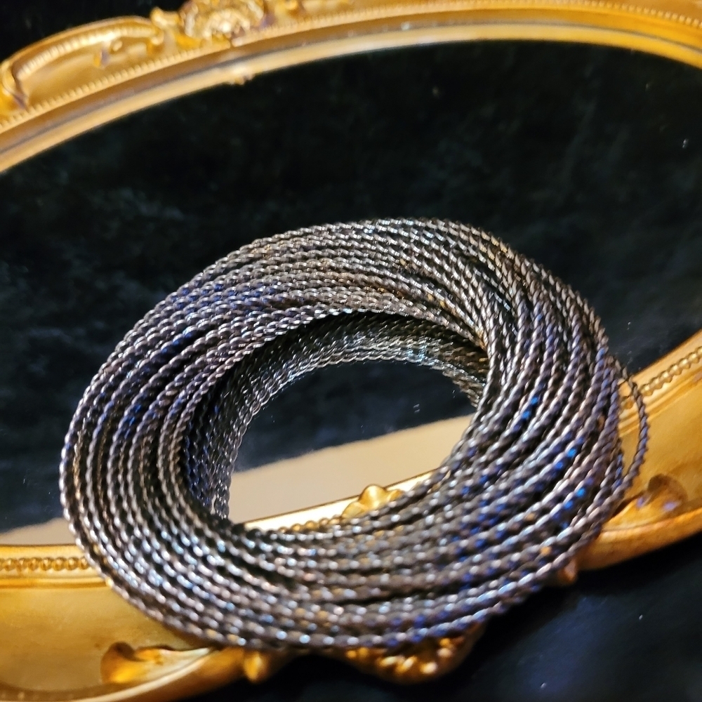 VINTAGE GUNMETAL MULTI-BANGLE TWISTED BRACELET - Picture 14 of 16